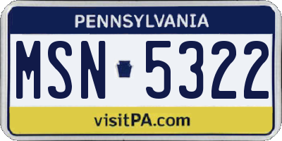 PA license plate MSN5322