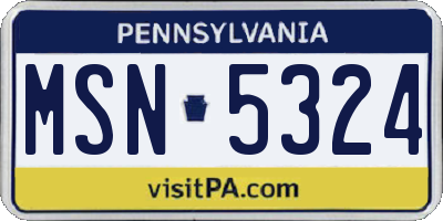 PA license plate MSN5324