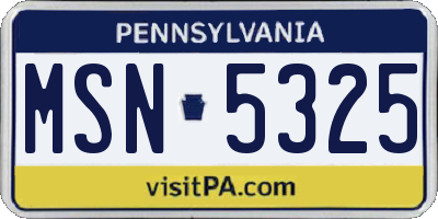 PA license plate MSN5325