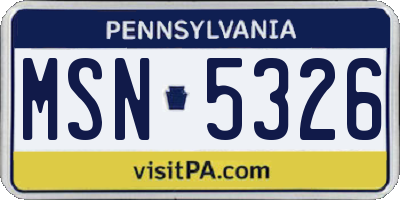 PA license plate MSN5326