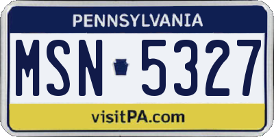 PA license plate MSN5327