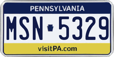 PA license plate MSN5329