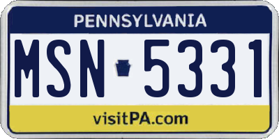 PA license plate MSN5331