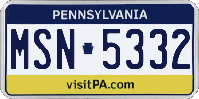 PA license plate MSN5332