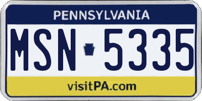 PA license plate MSN5335