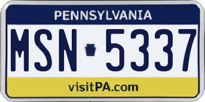 PA license plate MSN5337