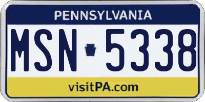 PA license plate MSN5338
