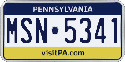 PA license plate MSN5341