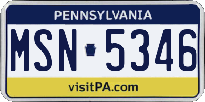 PA license plate MSN5346