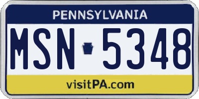 PA license plate MSN5348