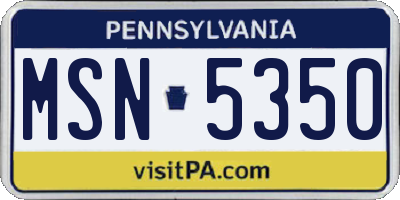 PA license plate MSN5350