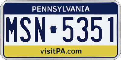 PA license plate MSN5351