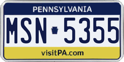 PA license plate MSN5355
