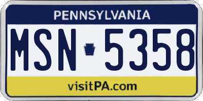 PA license plate MSN5358