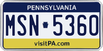 PA license plate MSN5360