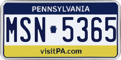 PA license plate MSN5365