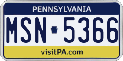 PA license plate MSN5366