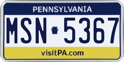 PA license plate MSN5367
