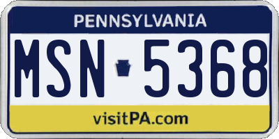 PA license plate MSN5368