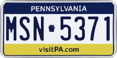 PA license plate MSN5371