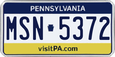 PA license plate MSN5372