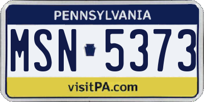 PA license plate MSN5373