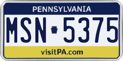 PA license plate MSN5375