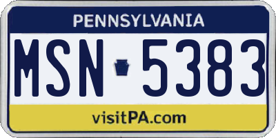 PA license plate MSN5383