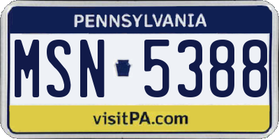 PA license plate MSN5388