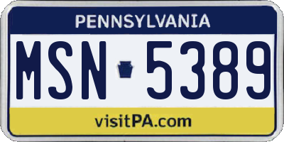 PA license plate MSN5389