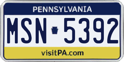 PA license plate MSN5392
