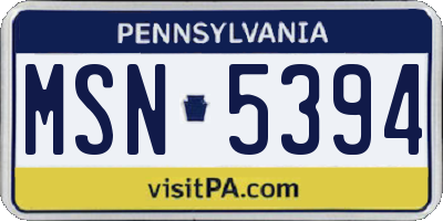 PA license plate MSN5394