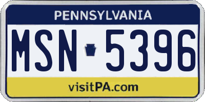 PA license plate MSN5396
