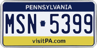PA license plate MSN5399