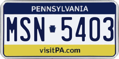 PA license plate MSN5403
