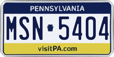 PA license plate MSN5404