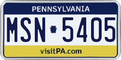 PA license plate MSN5405