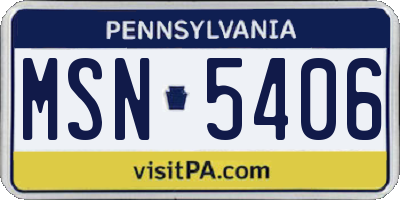 PA license plate MSN5406