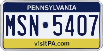 PA license plate MSN5407