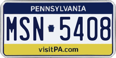 PA license plate MSN5408