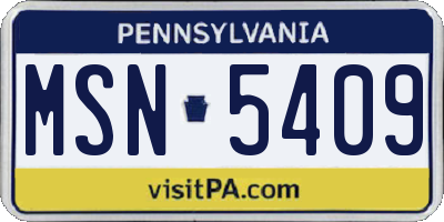 PA license plate MSN5409