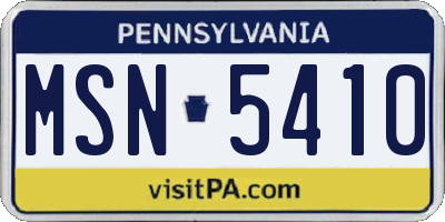 PA license plate MSN5410