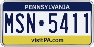 PA license plate MSN5411