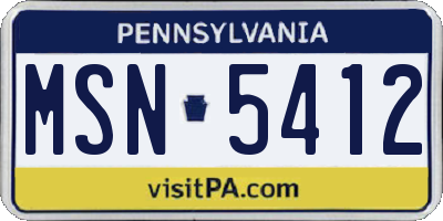 PA license plate MSN5412