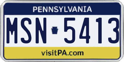 PA license plate MSN5413