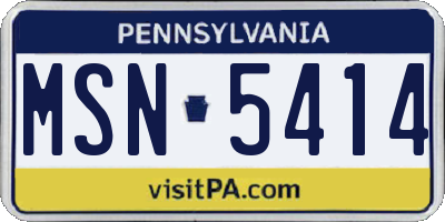 PA license plate MSN5414