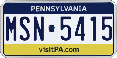 PA license plate MSN5415