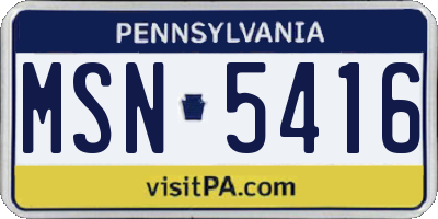 PA license plate MSN5416