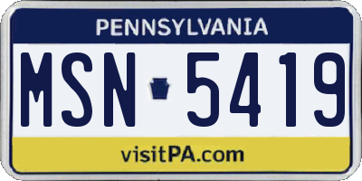PA license plate MSN5419