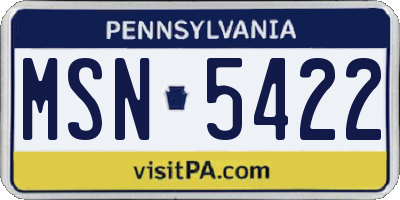 PA license plate MSN5422
